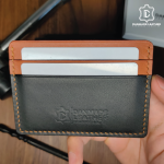 Black Slim Card Holder 3-4 card slot - Leather Wallet - Made with Veg tanned leather full grain
